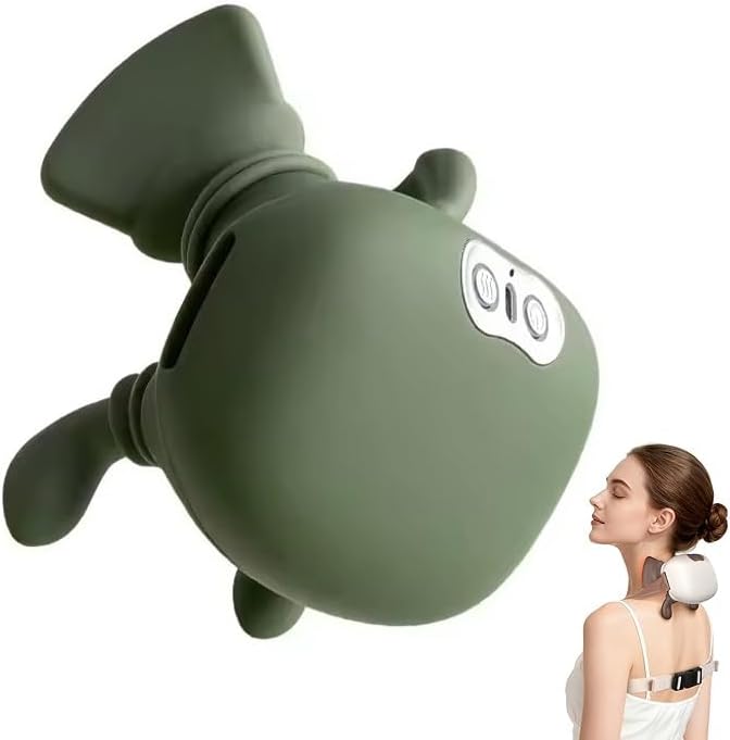 Bionic Heated Massager, Green, Portable Shiatsu Neck and Back | Electric Deep Tissue 4D Kneading, Simulated Human Hand Design, Pain Relief and Muscle Relax