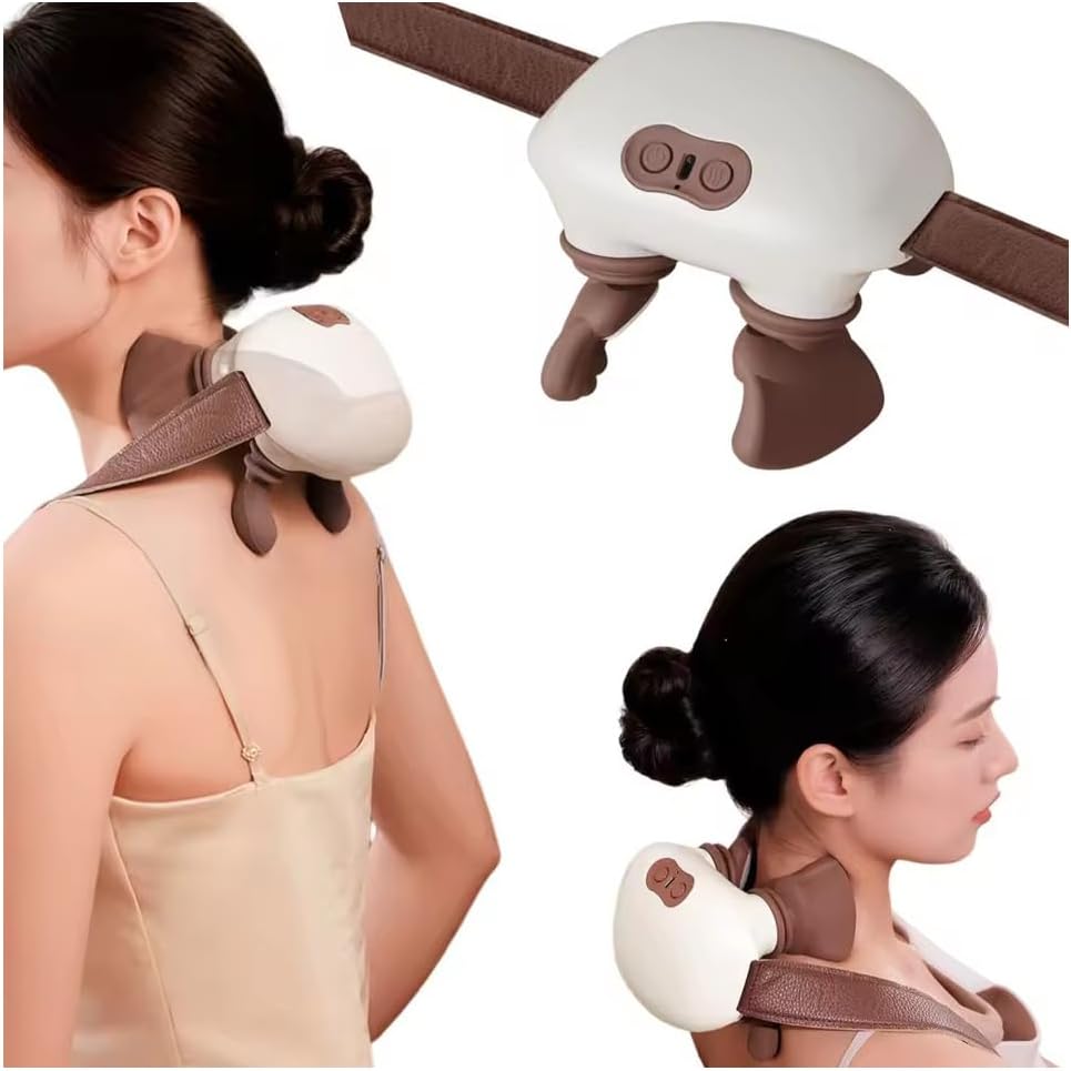 Bionic Heated Massager, Green, Portable Shiatsu Neck and Back | Electric Deep Tissue 4D Kneading, Simulated Human Hand Design, Pain Relief and Muscle Relax