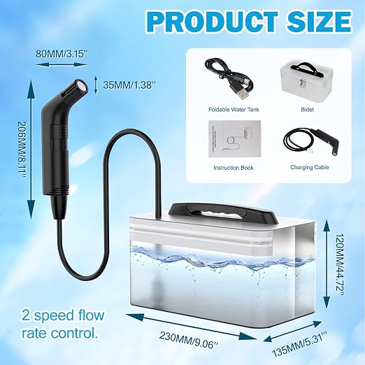 Portable Bidet – Rechargeable Travel Bidet, 2.3L Tank