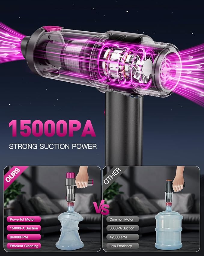 EYYA Cordless Handheld Car Vacuum – 15000PA, 4-in-1