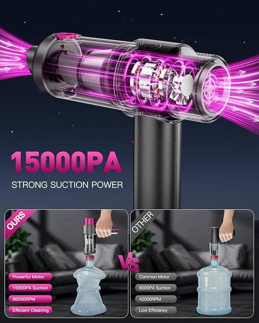 EYYA Cordless Handheld Car Vacuum – 15000PA, 4-in-1
