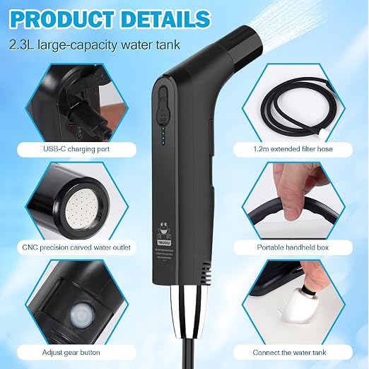 Portable Bidet – Rechargeable Travel Bidet, 2.3L Tank